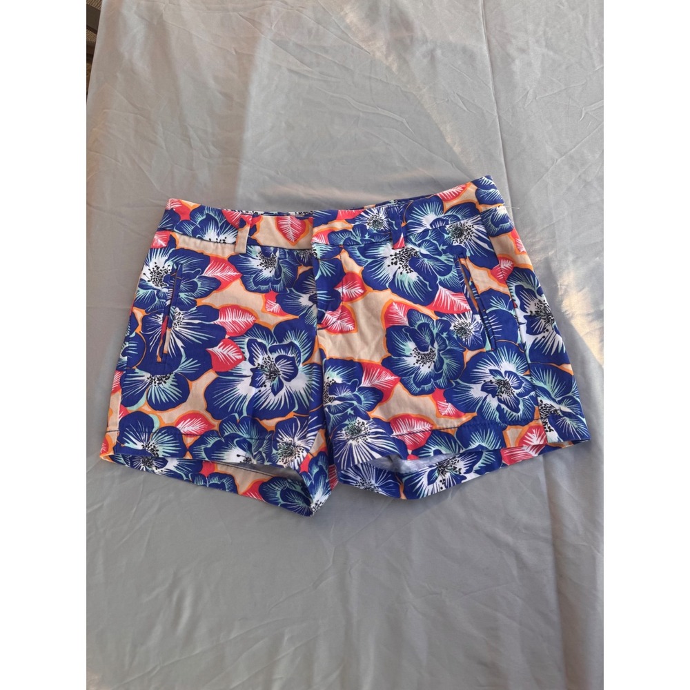 Stylus Floral Print Shorts Blue Orange Red Tropical Summer Size 4